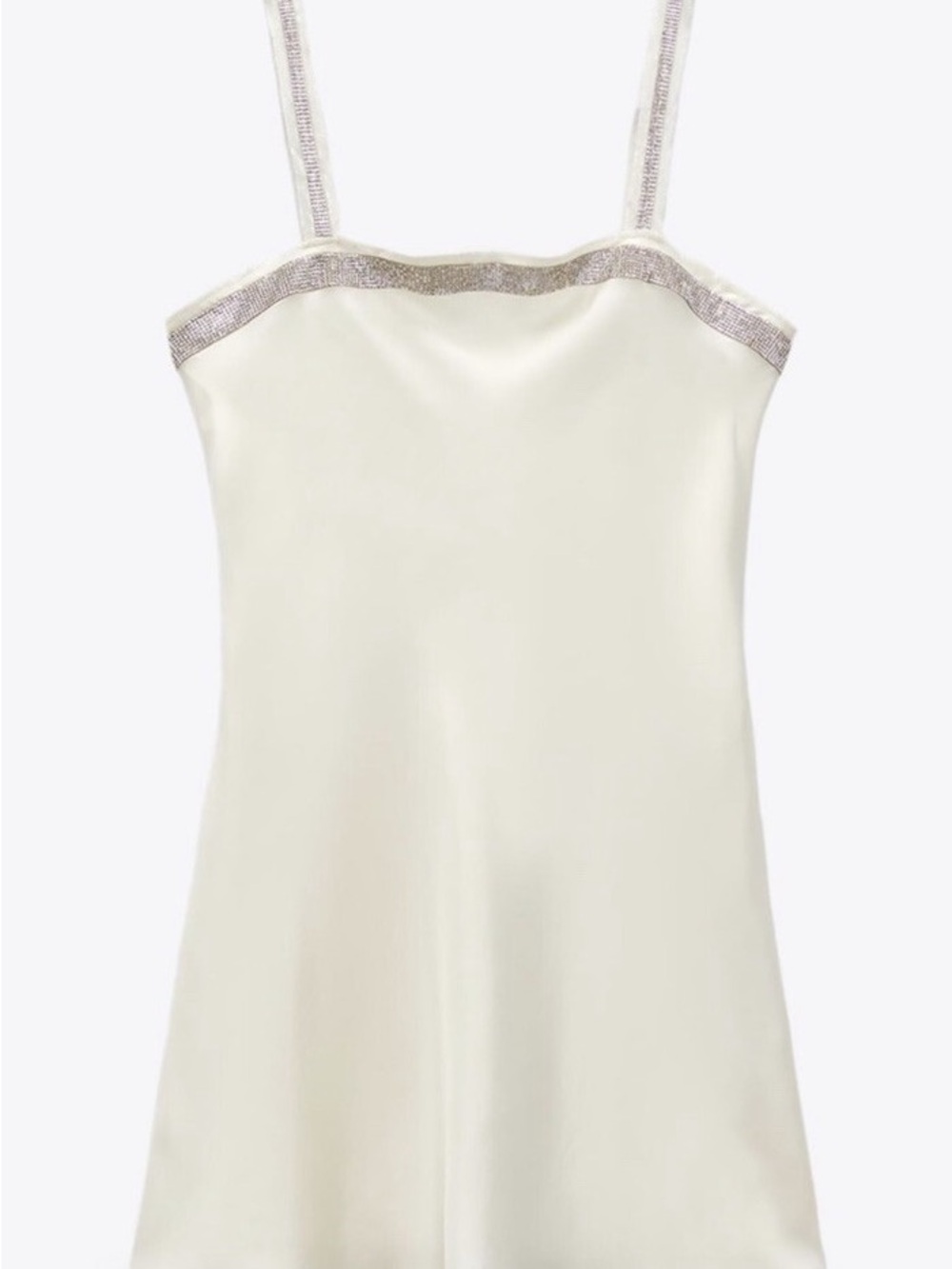 Zara White/ CreamMini Dress with Silver rhinestones.